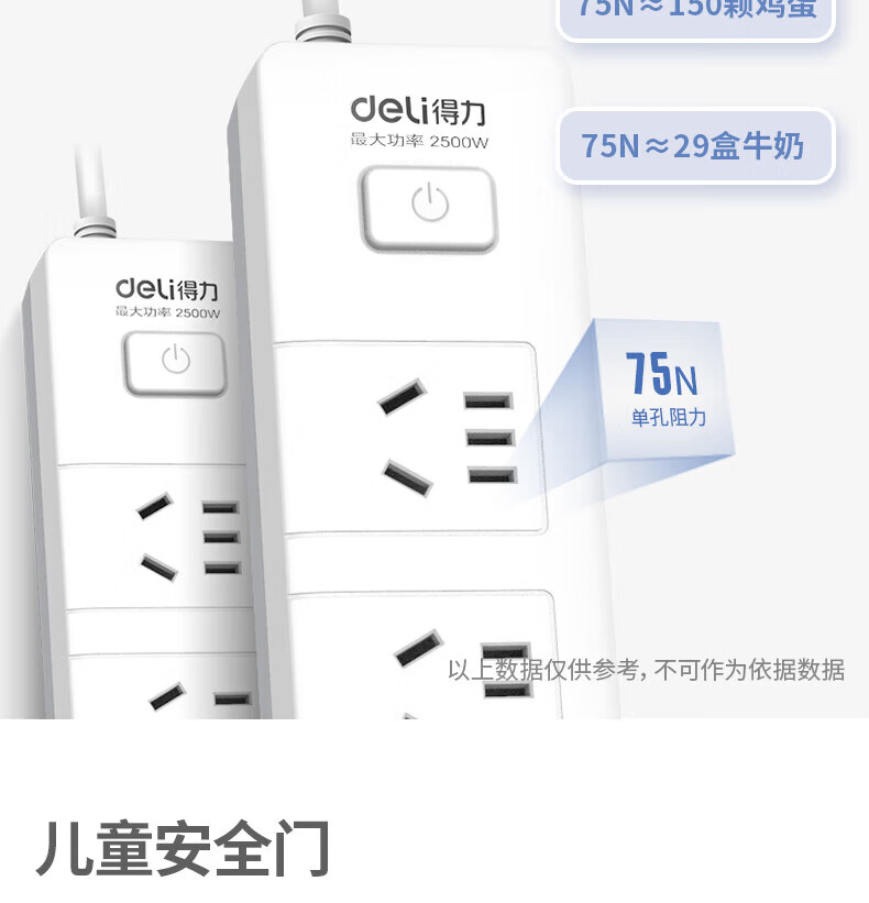 Deli Safety Power Strip 3 Outlets 2 Meters 18273 5