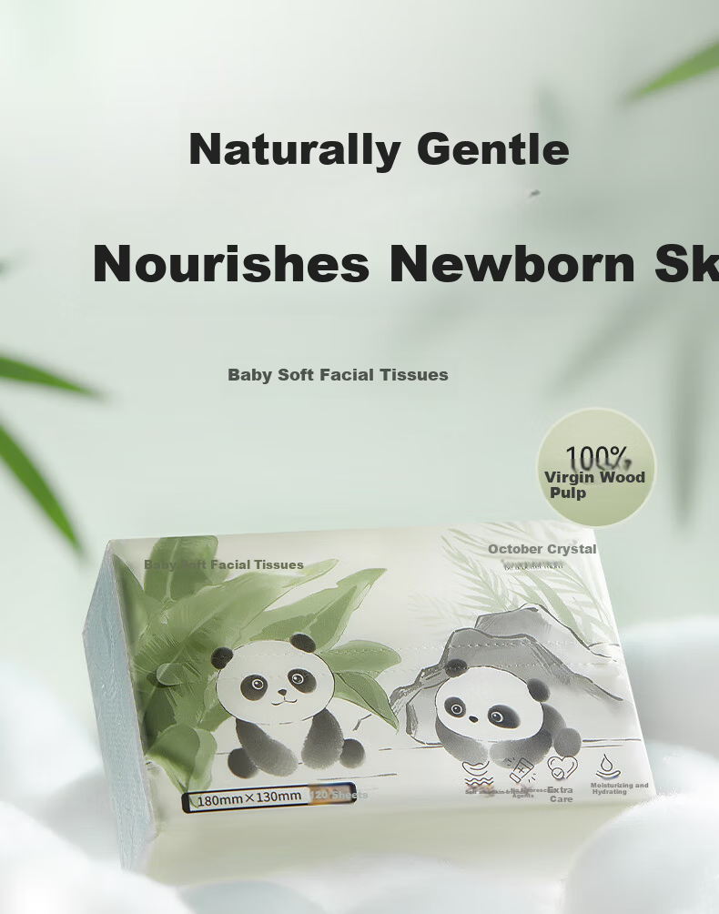 October Crystal Baby Cream Facial Tissue 120 Sheets 12 Packs Baby Soft Moisturizing Tissue Suitable for Adults 1