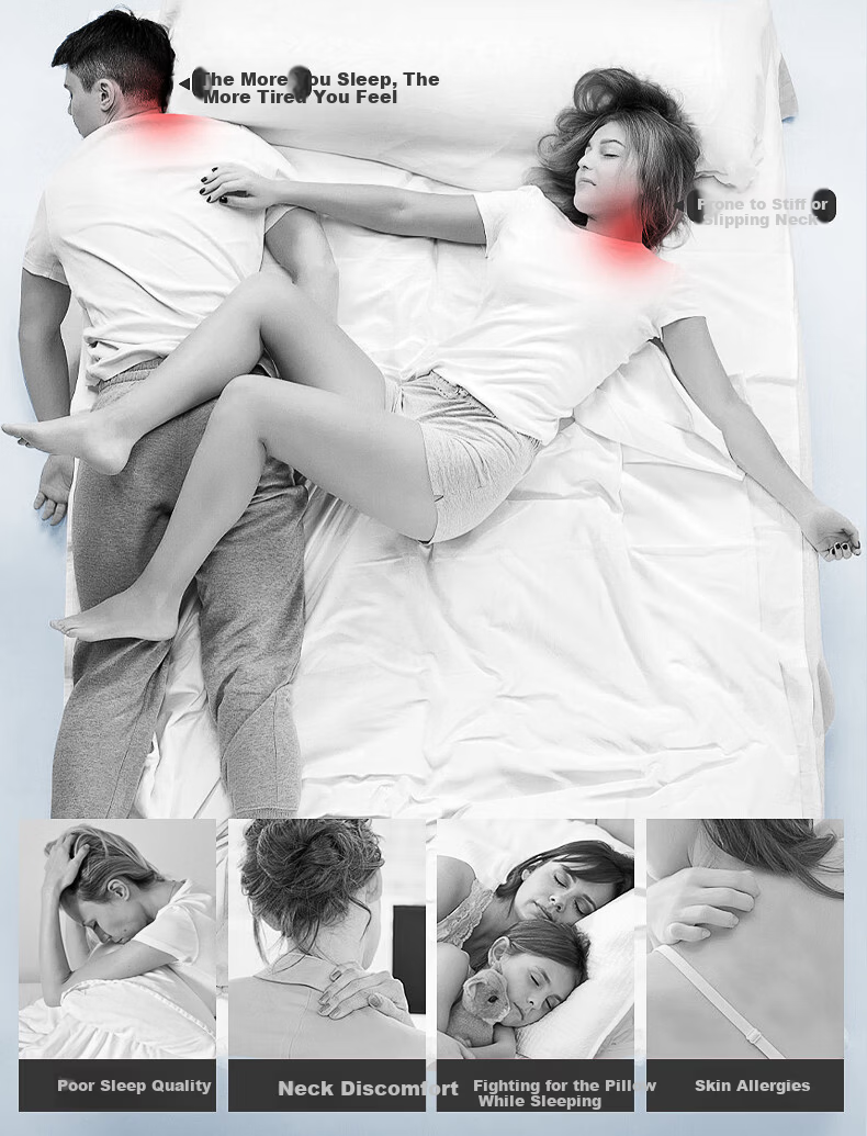 Yuzhaolin Memory Foam Double Neck Pillow for Couples and Parent-Child Use, Long Cervical Pillow Core with Pillowcase for Deep Sleep 5
