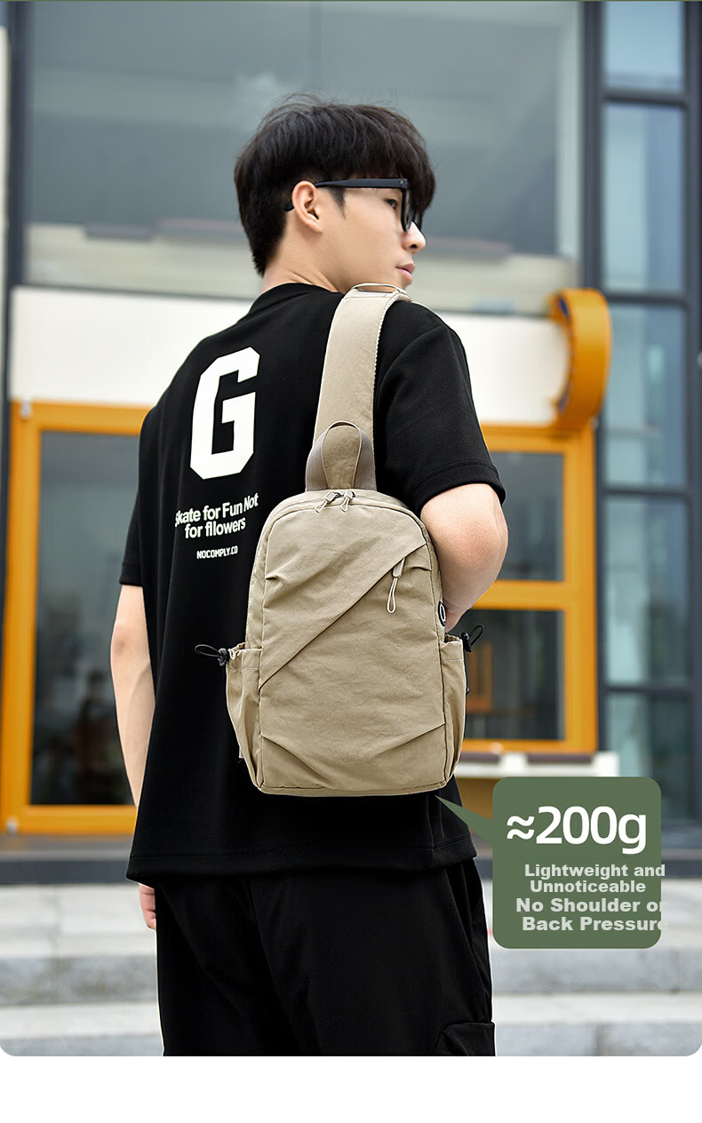 JEVI Men's Chest Bag Casual Water-Resistant Oxford Cloth Crossbody Shoulder Bag Korean Style Trendy Front Chest Bag 2