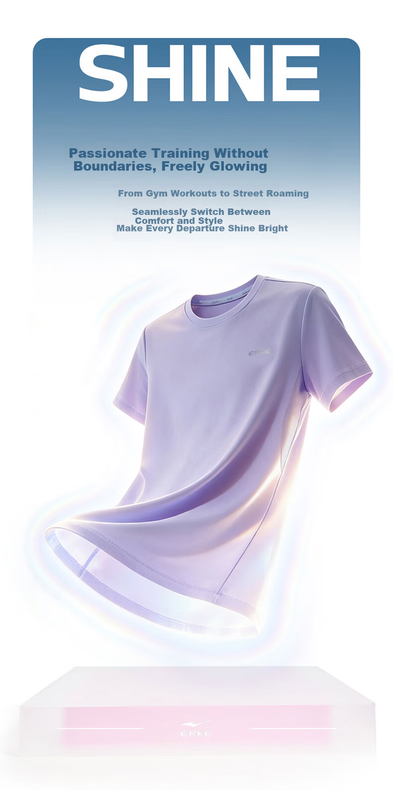 Erke Women's Summer New Round Neck Ice Cool Quick-Dry Solid Color Casual Sports T-Shirt 1