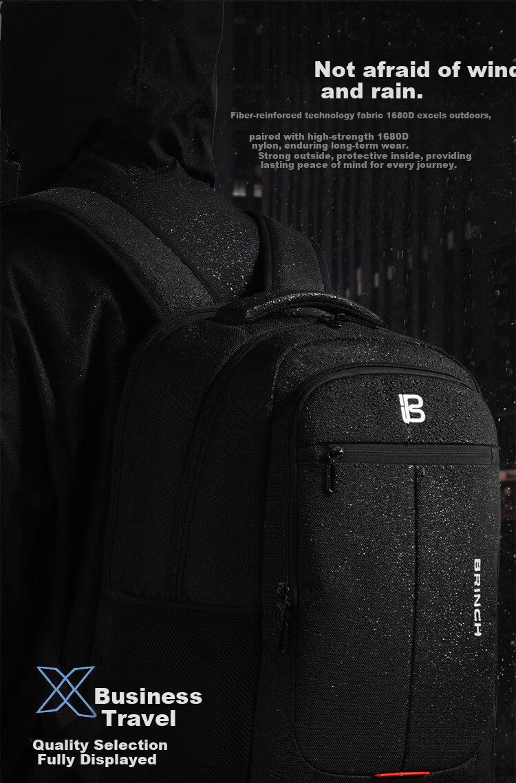 BRINCH Laptop Backpack Men's 17.3 Inch Shockproof Business Travel High Capacity Notebook Bag 5