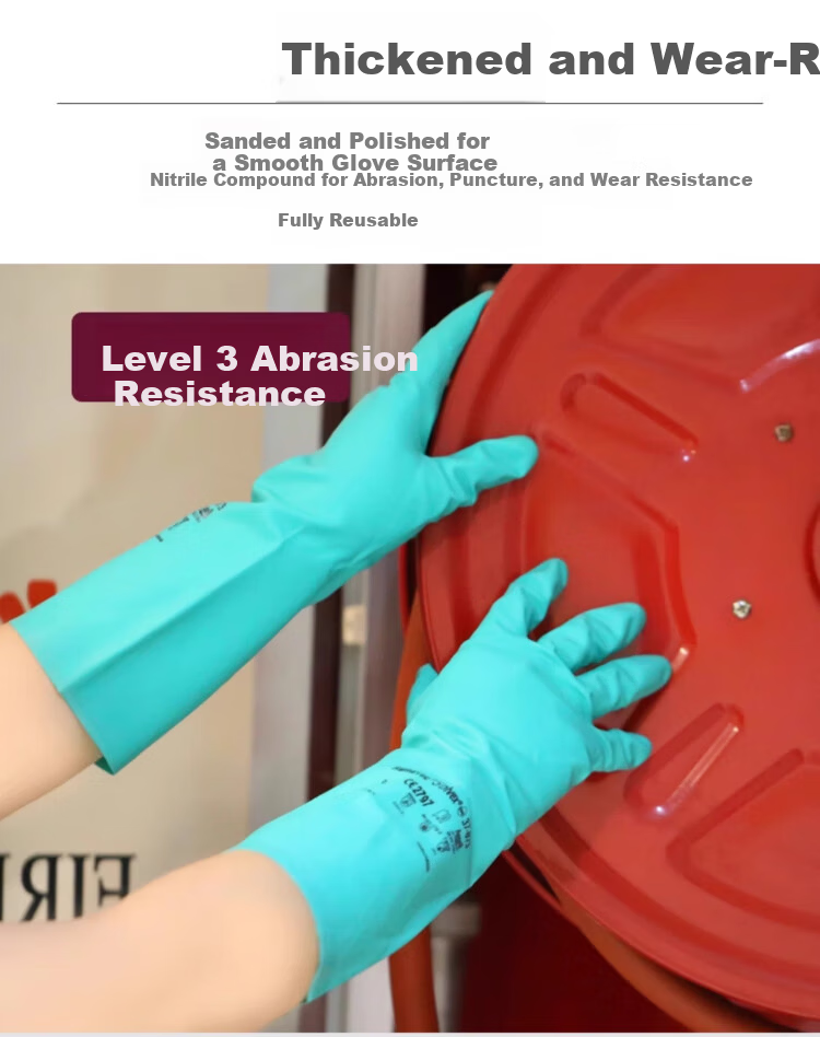 Ansell Acid and Alkali Resistant Solvent Chemical Protective Gloves Oil-Resistant Industrial Labor Safety Nitrile Rubber Gloves 37-873 (1 Pair) 9/L 5
