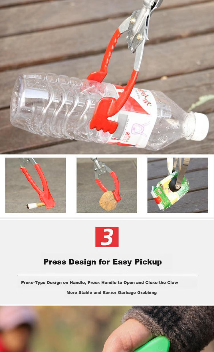 Bingyou Garbage Grabber Long Handle Sanitation Picker Trash Tongs Litter Picker Fire Tongs Cleaning Tool Hygiene Clamp 2