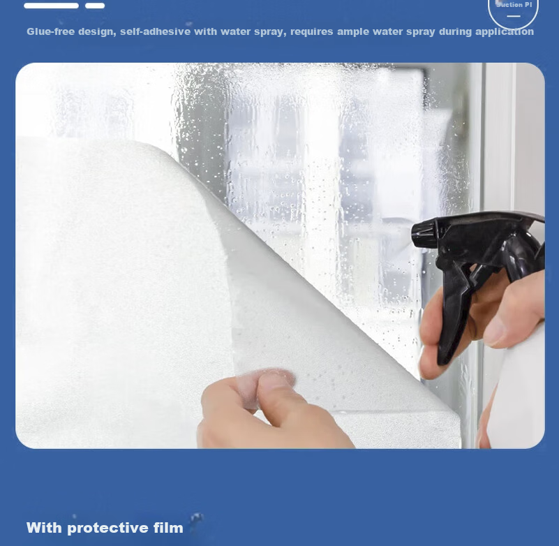 Fuju Frosted Glass Privacy Film for Doors and Windows, Bathroom Privacy Sticker, Translucent Opaque, 60x200cm 7