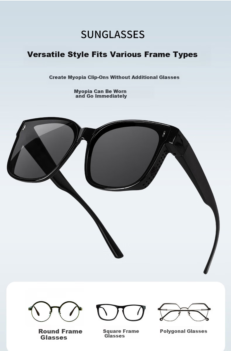 40,000 KM Polarized Clip-On Sunglasses for Prescription Glasses, Unisex Driving Sun Glasses UV Protection 4
