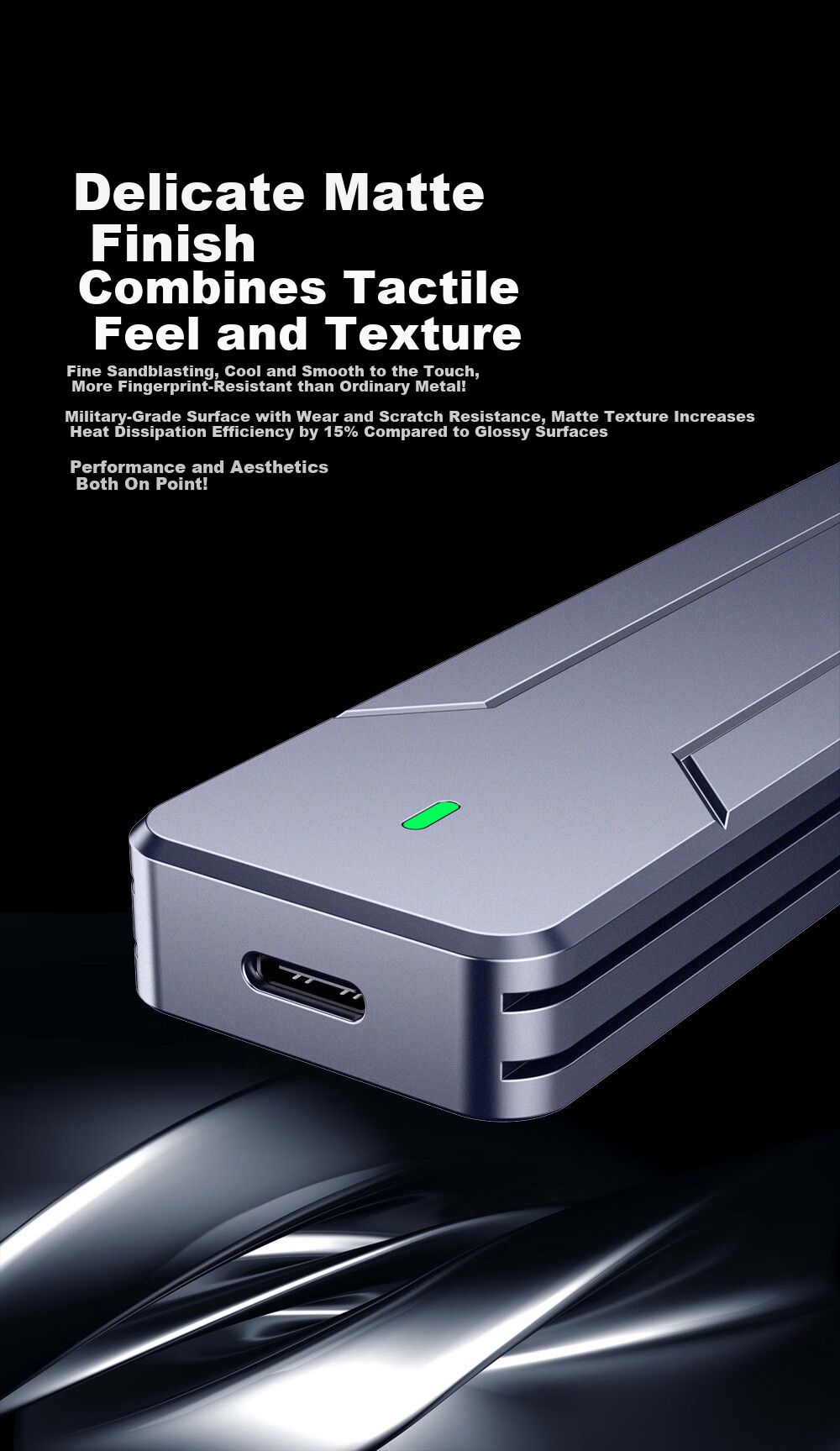 JEYI USB Flash Drive Direct Plug Hard Drive Enclosure Type-C USB 3.2 Interface Cable-Free Plug and Play NVMe Protocol Support Slim Portable SSD Enclosure 2242 6