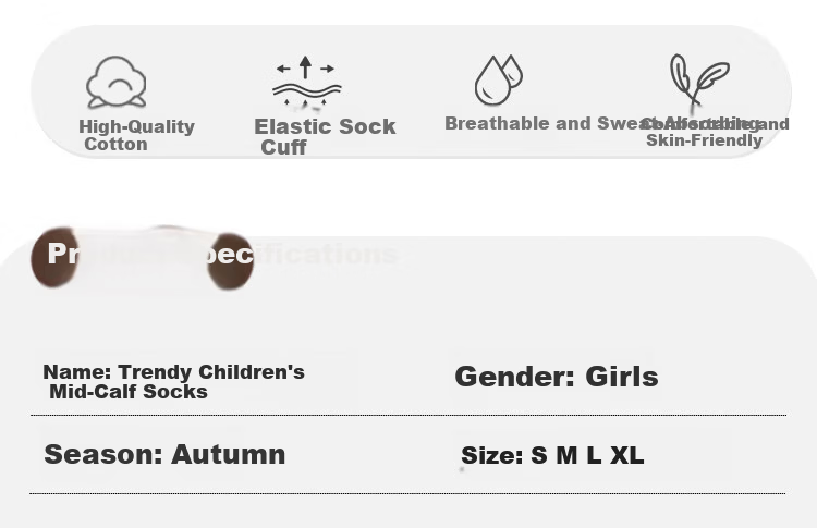 Miiow 5 Pairs Children's Socks Autumn Winter Cotton Baby Girls Mid-Calf Princess Odor-Resistant Sweat-Absorbing Socks 2