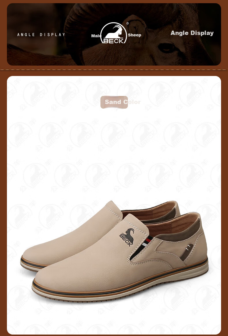 Gongyang Men's Loafers Casual Leather Shoes Business Soft Leather Soft Sole Slip-On Driving Shoes Sand Color Size 44 8