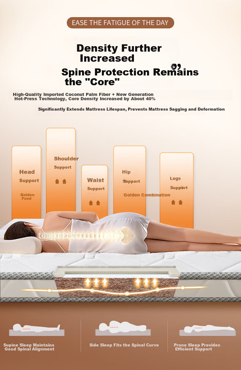 Zhuobo Coconut Palm Mattress Student Dormitory Mattress Firm Palm Mattress Foldable Mattress CD05 Model 90*190cm 6