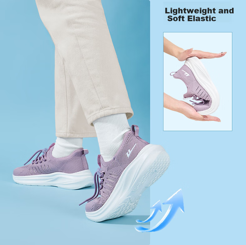 Warrior Women's Shoes 2026 Spring New Soft Sole Mesh Sports Shoes Slip-On for Middle-Aged and Elderly Moms 1282 Purple Size 37 10