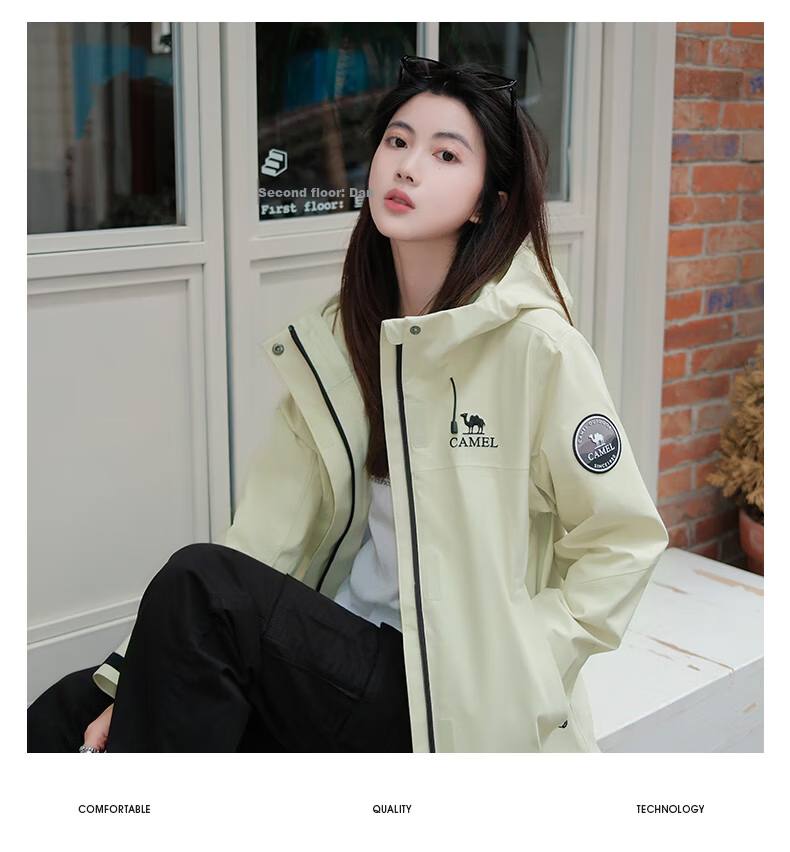 Camel Women's 3-in-1 Outdoor Waterproof Windproof Rain Jacket Hiking Coat for Men 1