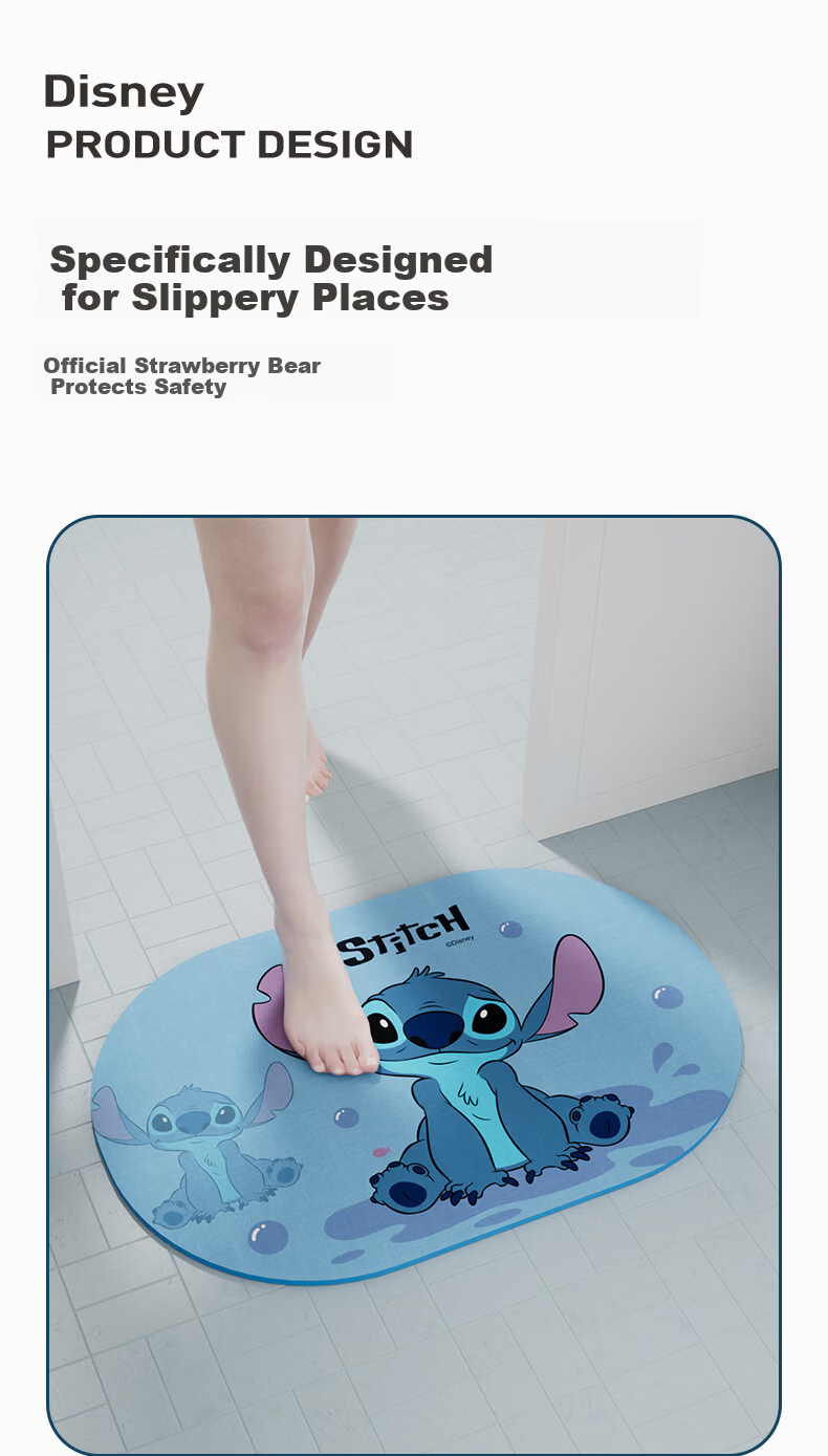 Disney Bathroom Mat Non-Slip Diatom Mud Cartoon Absorbent Quick-Dry Toilet Door Floor Mat ST45 5