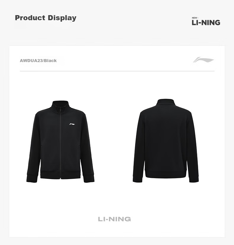 LI-NING Table Tennis Jacket Unisex Autumn Winter Fleece Lined Warm Zip-up Hoodie Black 3XL 15
