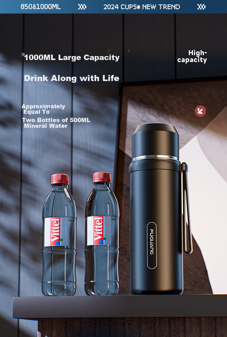 Fuguang Student Insulated Bottle Large Capacity 316L Stainless Steel Water Bottle Car Travel Thermos Business Tea Cup for Men 9