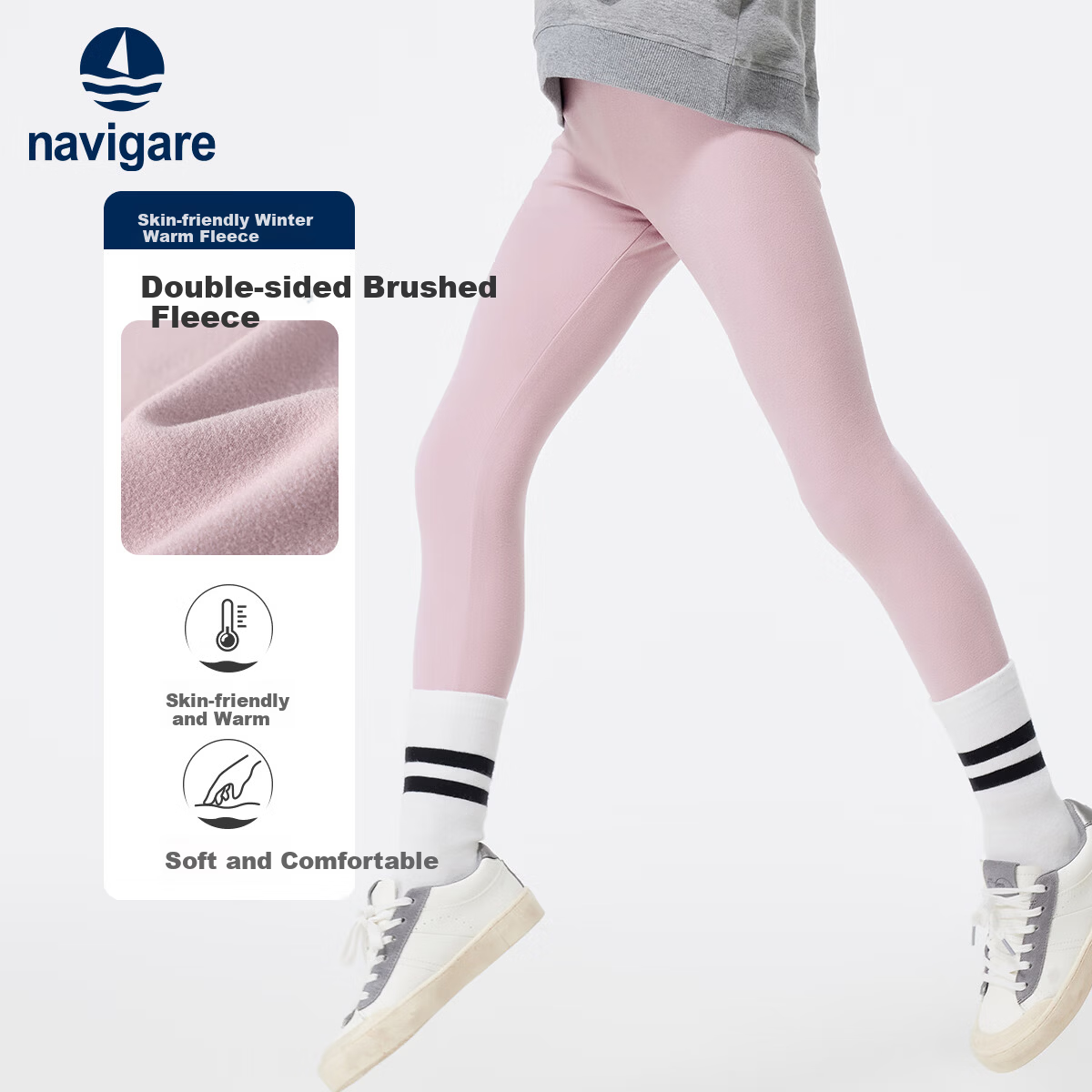 Navigare Girls' Leggings Children's Yoga Pants Kids' Sports Stretch Long Pants Color-Block Waistband Pink Purple Size 120