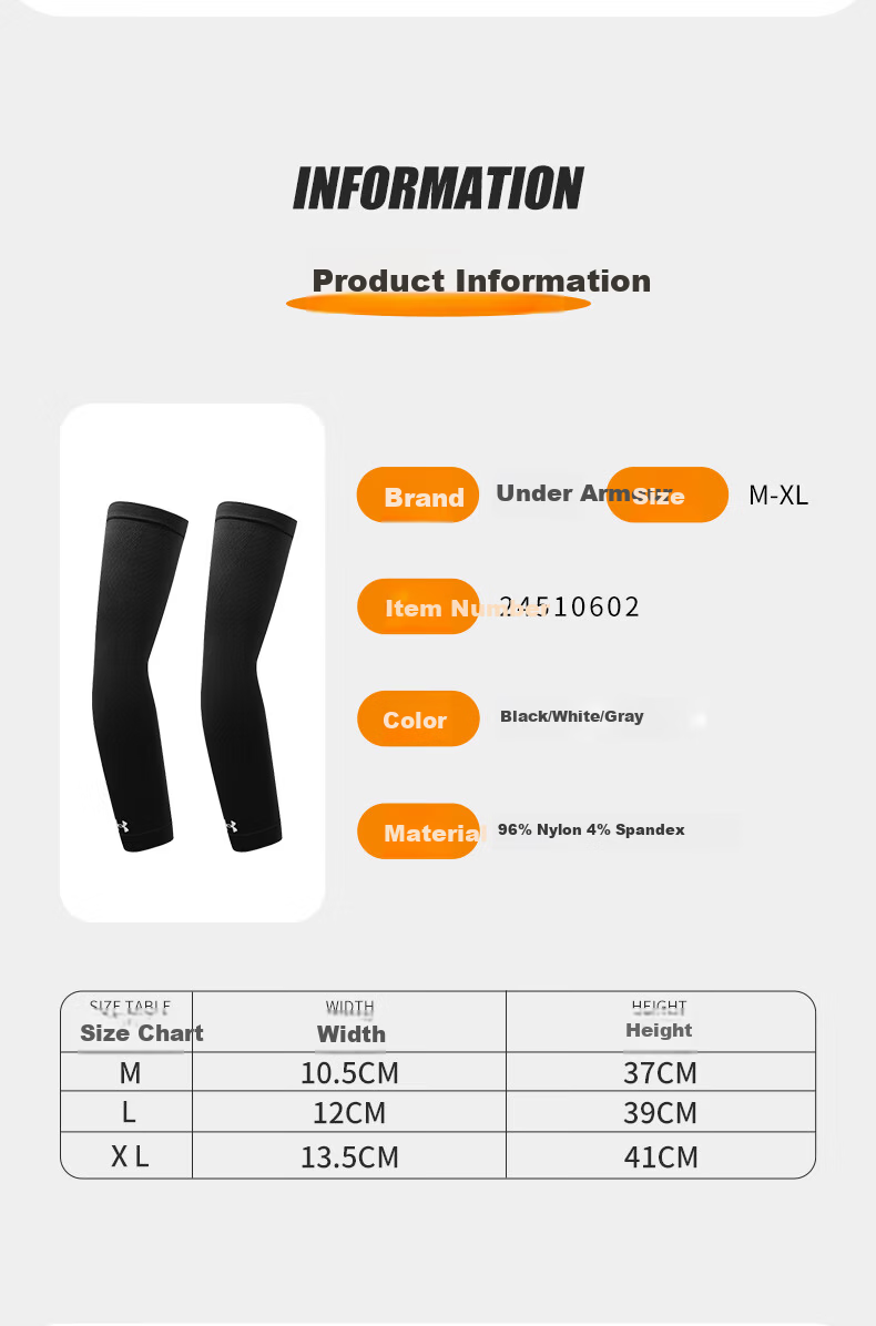 Under Armour UV Protection Arm Sleeves Unisex Cooling Sleeves Summer Basketball Sports Arm Guards Elbow Support Cycling Sleeves 11