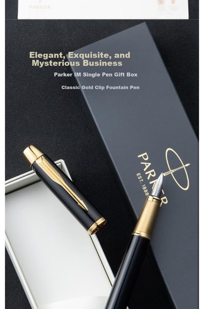 PARKER IM Pure Black Matte Black Gold Clip Fountain Pen Signature Pen Business Office Study 4