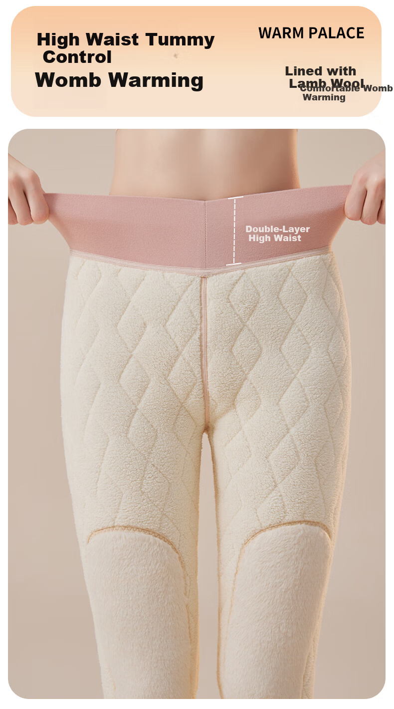 Urban Beauty Women's Thermal Pants Fleece Lined Thickened 100% Wool Filled 500g Extra Thick Cold Resistant Cotton Pants for Middle-aged and Elderly Northeast Style 6