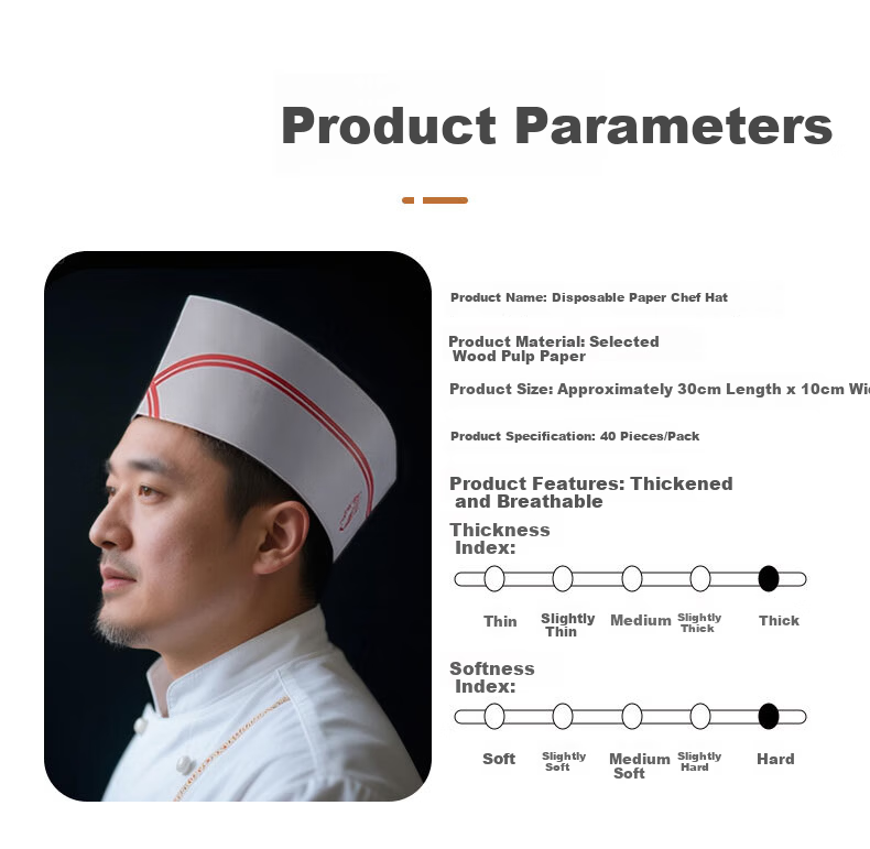 Mandelai Disposable Chef Hats Paper Kitchen Hotel Work Caps Short Chef Caps Boat Caps [40 pcs/pack] 7
