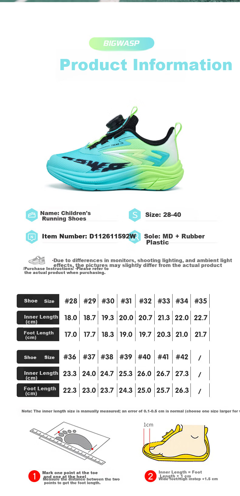 BIG WASP Boys' Running Shoes Spring 2026 New Children's Sports Shoes D112611592W Dark Blue Moon (Single Mesh) 8