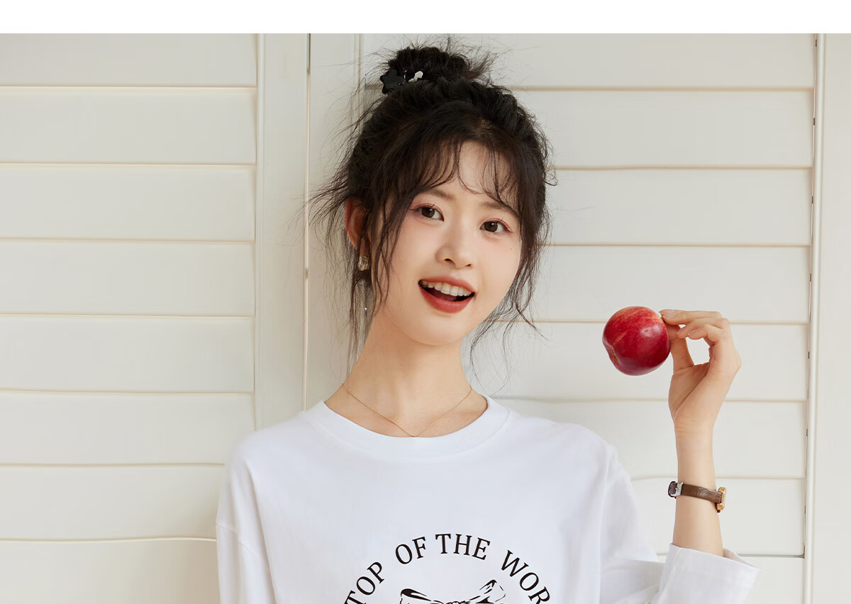 Halo Queen Women's Long Sleeve Cotton T-Shirt Spring Autumn Round Neck Letter Bow Print Casual Base Shirt New H143T2009 20