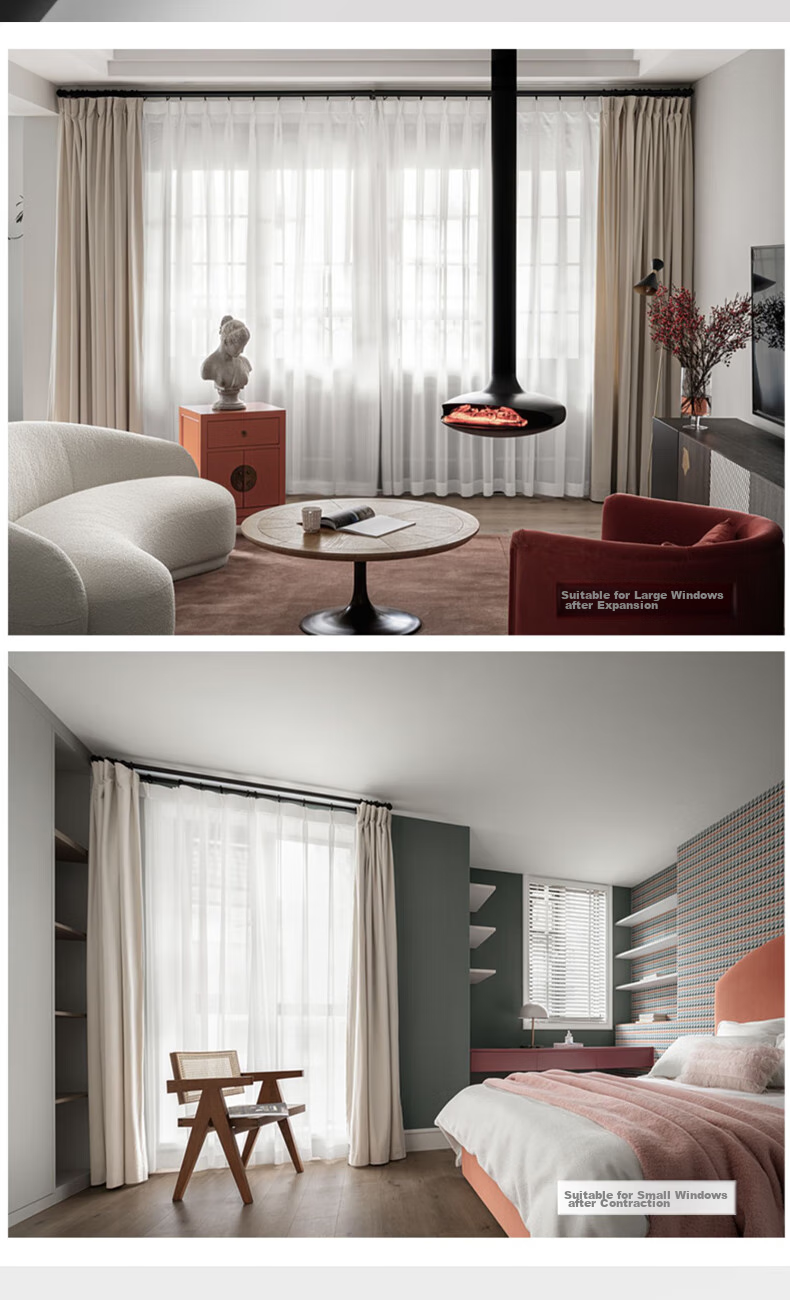 Mutang Extendable Curtain Rod, Roman Blinds Track, Top-Mounted Drilling, Thickened Aluminum Alloy Curtain Rod, 1.68-3.06M 4