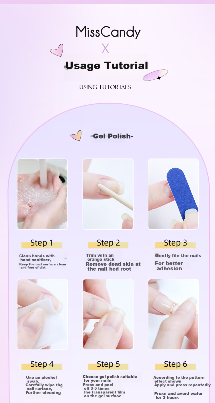 Miss Candy Handmade Short Wearable Nail Art Stickers Reusable Instant Application Love Language SG236-M 8