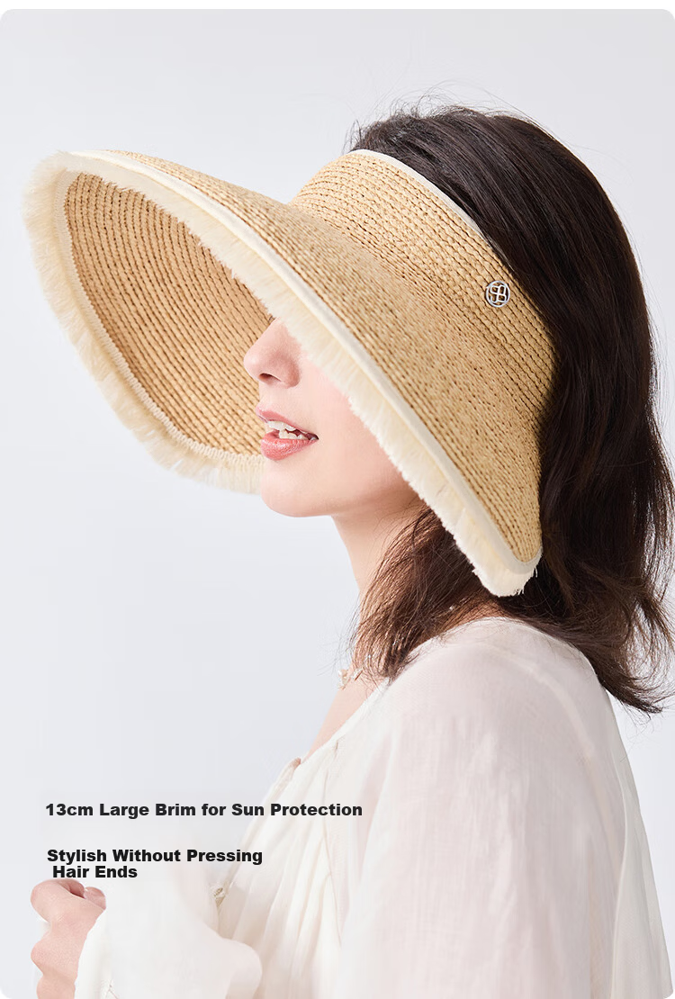 JIUMU Women's Straw Sun Hat Open-Top Summer Outdoor Face-Shielding Beach Vacation Hat 5