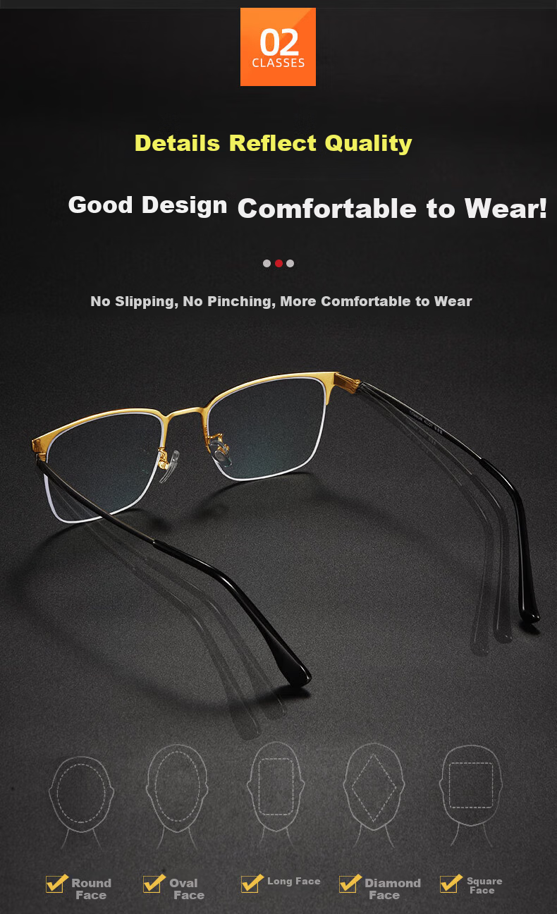 Chuangguo Men's Genuine Reading Glasses High-Definition Imported Blue Light Blocking Auto-Focus Adjustable Multifocal Premium Brand 16