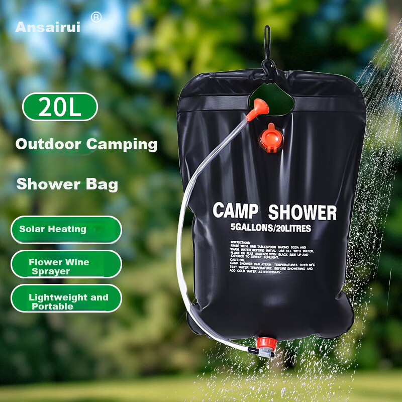 Ansell Outdoor Shower Bag Solar Heated Water Bag Camping Shower Bag 20L 8K00353