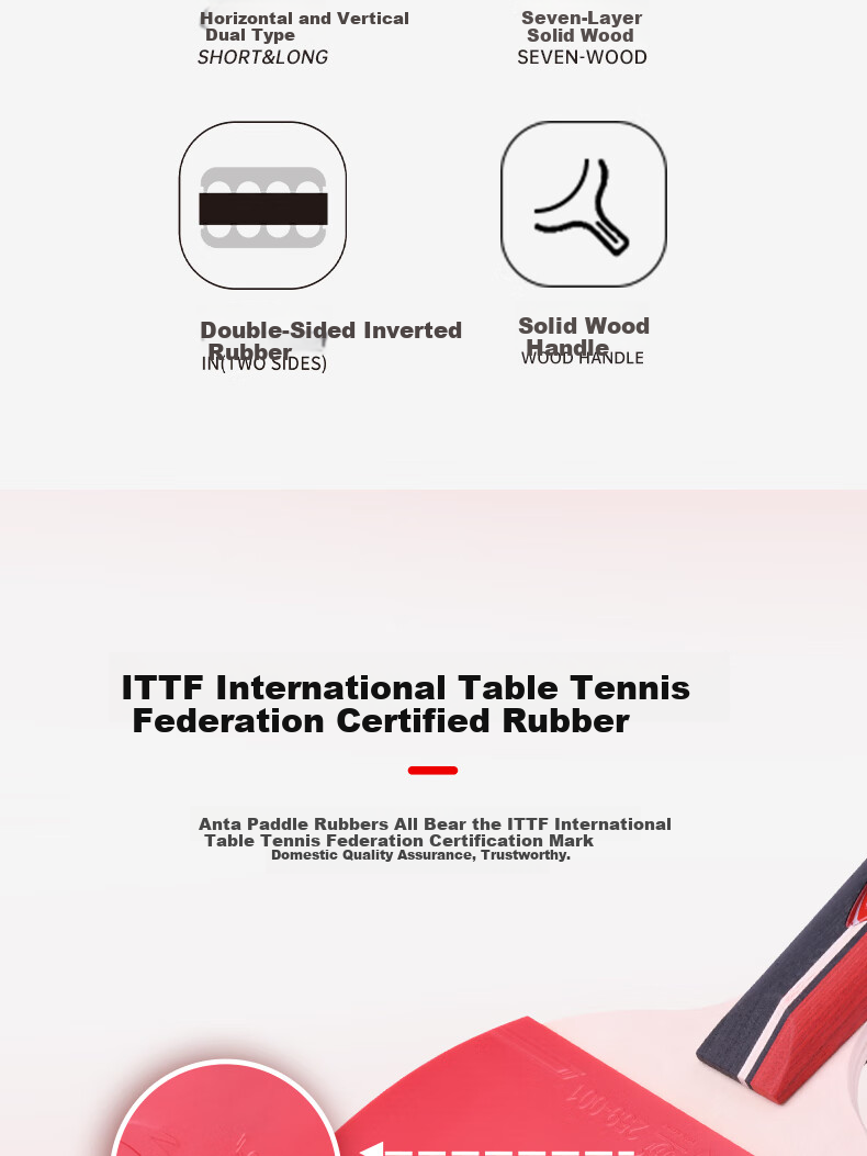 Anta 2-Star Table Tennis Racket (Jingcang Fast Delivery + 6 Balls + Racket Bag) P2 Horizontal and Vertical Table Tennis Paddle Set 3