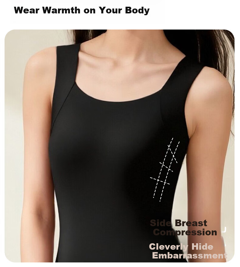 GUJIN Seamless Thermal Vest for Women with Chest Pad, Bra-Free Autumn Winter Integrated Base Layer Underwear 9