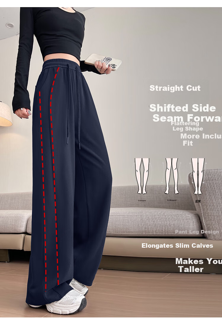 Free Style Wide-Leg Pants for Women Spring New Sports Sweatpants High Waist Slim Loose Draped Straight Casual Trousers 6