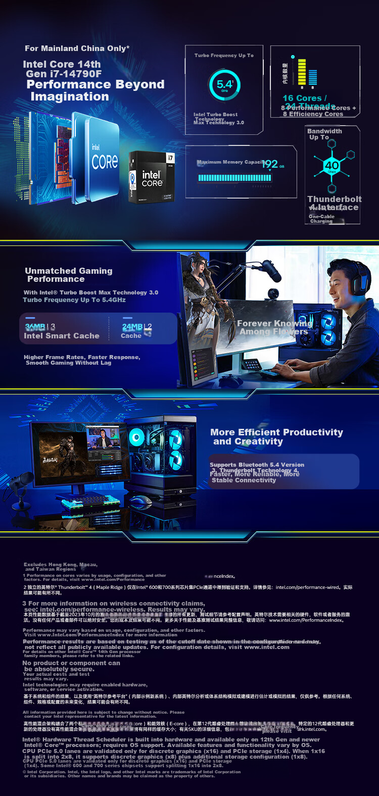 Intel Core i7 14th Gen 14790F Desktop CPU 16-Core 24-Thread Up to 5.4GHz Turbo 36MB L3 Cache Boxed Processor 1