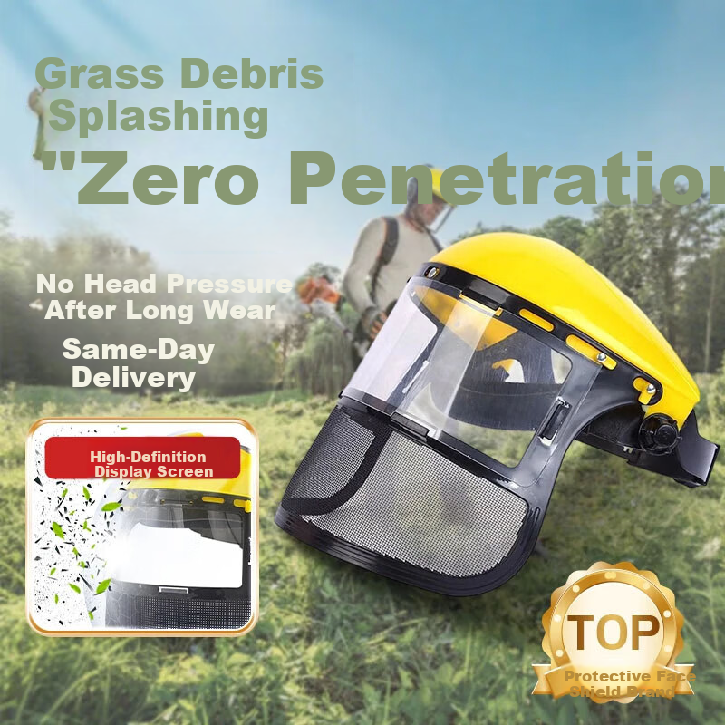 Andatong Grass Cutting Mask Protective Helmet Dustproof Pesticide Goggles Explosion-Proof Upgraded Yellow Mask