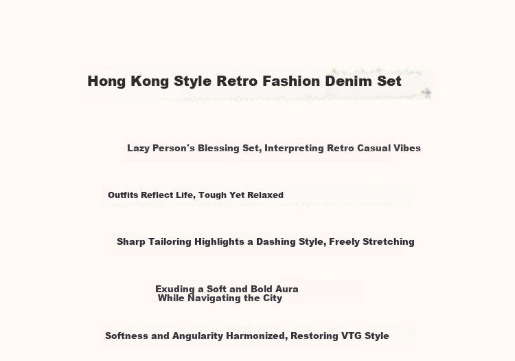 Demana Hong Kong Style Denim Set Spring Vintage Relaxed Fit Crew Neck Top Elastic Waist Wide Leg Pants Women's Two-Piece Set 1