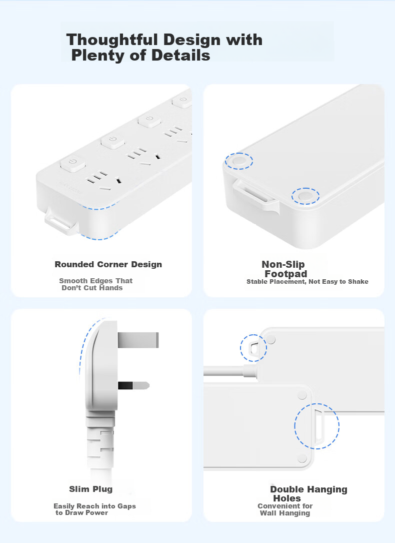 BLAUPUNKT British Standard Power Strip with UK Travel Adapter, 4-Socket Surge Protector with Individual Switches, 1.8m Cable, Compatible with Switch 2, for Hong Kong, Macau, UK, Singapore, UAE, Maldiv 13