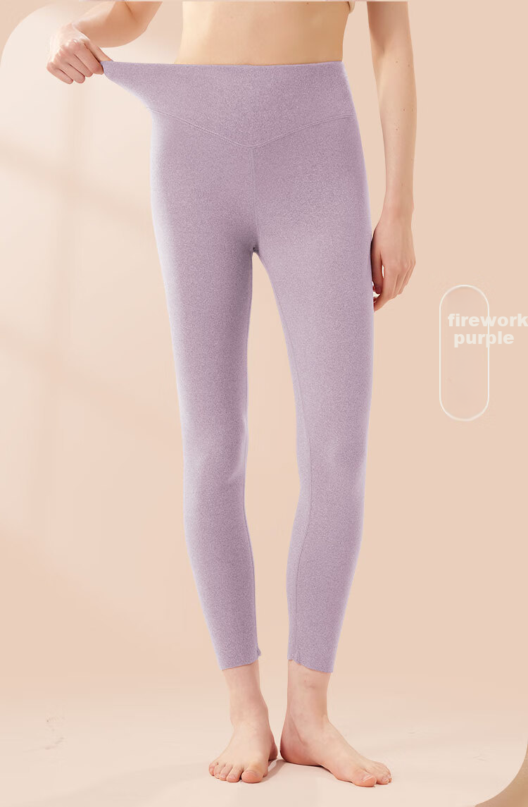 Nanjiren Wool And Silk Blend Women's Thermal Underwear, Seamless German Velvet Thin Slim-Fit Base Layer Leggings, Purple, Size M 12