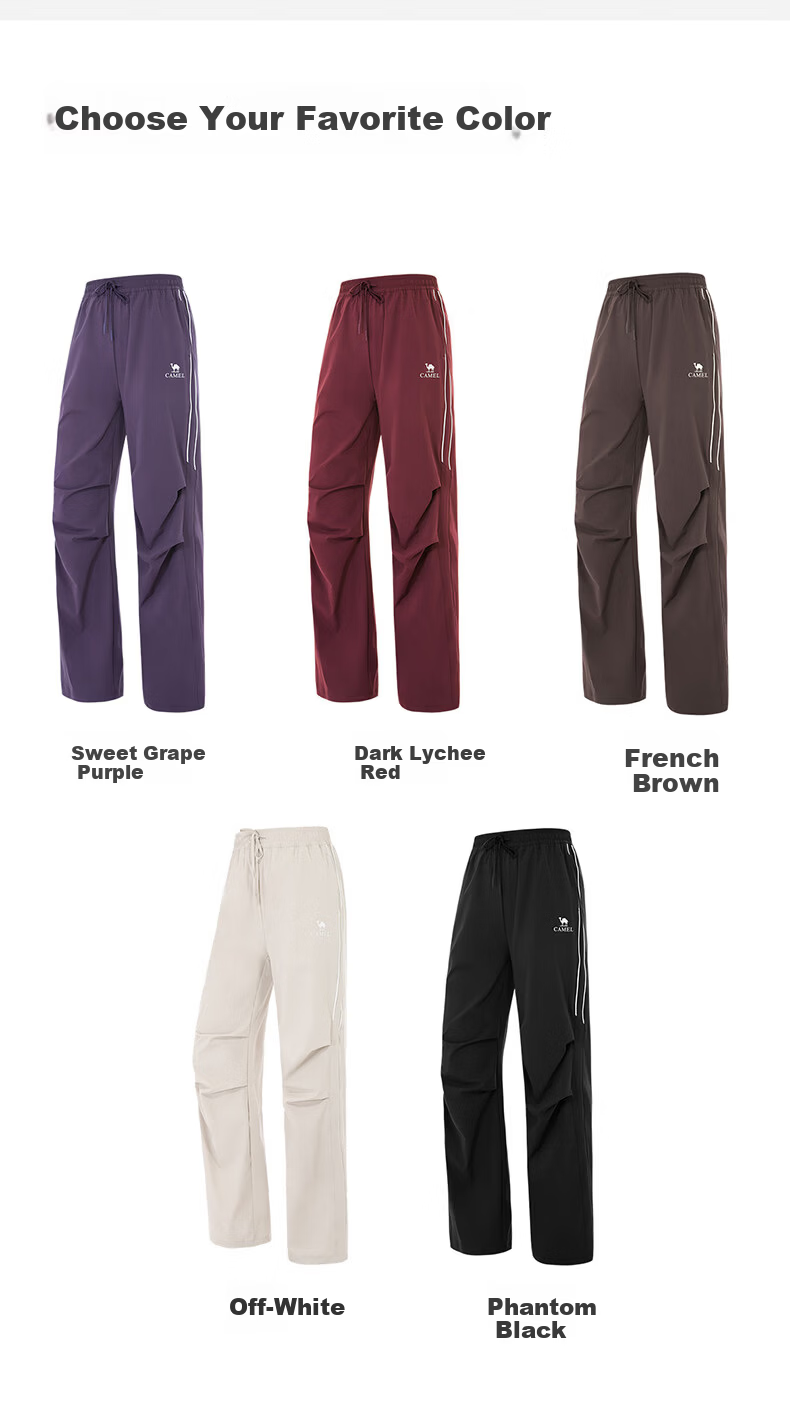CAMEL Women's Outdoor Hiking Paratrooper Pants Loose Stretch Sports Casual Trousers Y26BA4L0012 Phantom Black L 18