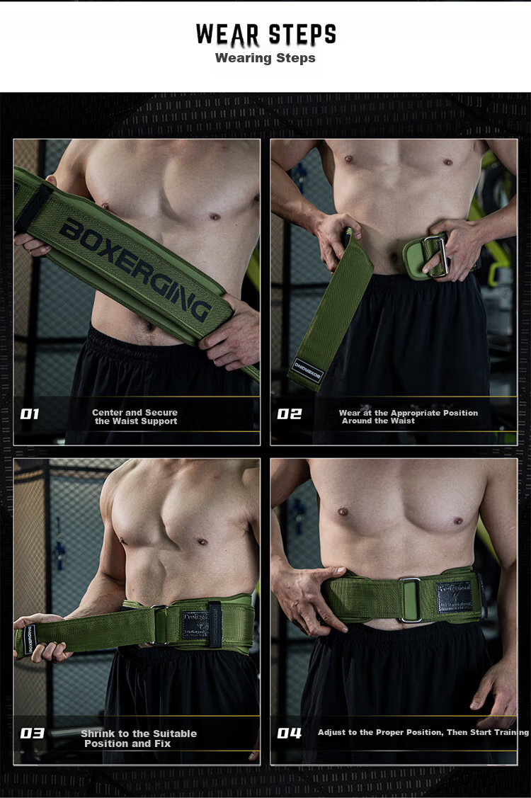 GINGPAI SPORT Fitness Belt Squat Deadlift Waist Support Unisex Professional Training Weightlifting Green XL 8