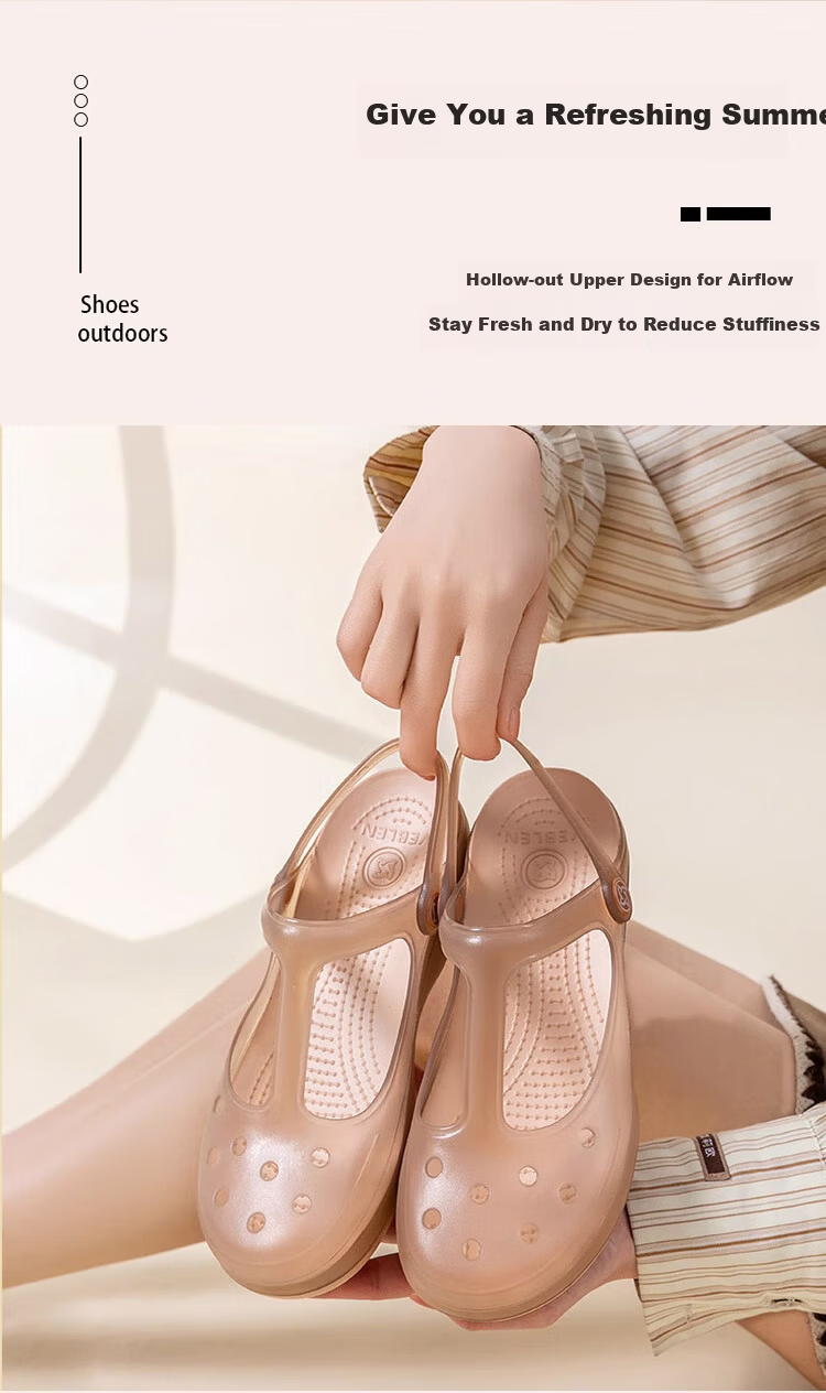 VEBLEN Women's Summer Breathable Outdoor Travel Rainproof Sandals Beach Hole Shoes Tea Gold Size 39 VBL6601 3