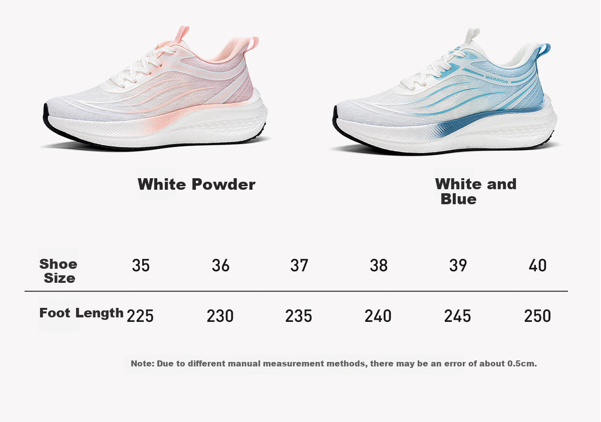Warrior Women's Sports Shoes New Spring Mesh Breathable Thick Sole Cushioning Height Increasing Running Shoes White Pink Size 37 14