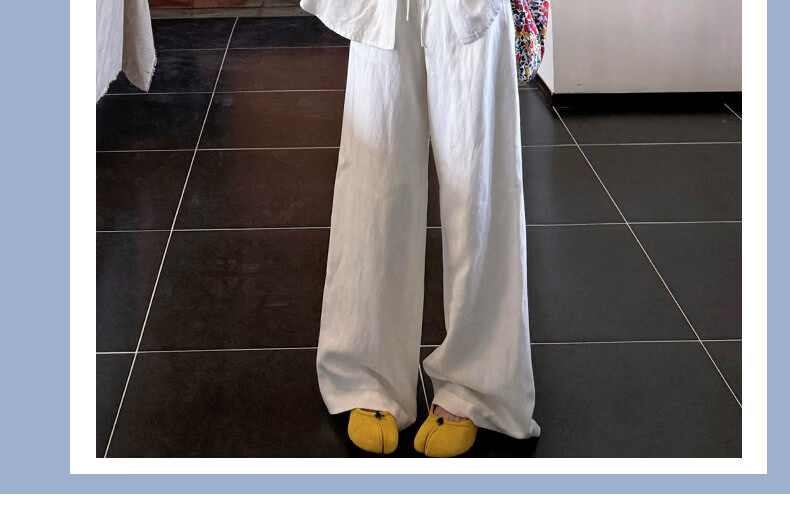 Langsha Cotton Linen Wide-Leg Pants for Women Summer 2026 New High-Waist Loose Slim Korean Style Draped Straight Casual Trousers 2