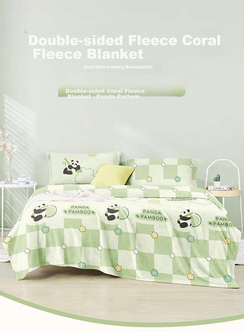 BEYOND Home Textile Coral Fleece Blanket Office Air Conditioning Blanket Nap Blanket Thin Cover Blanket Panda Pattern 200*230cm 1