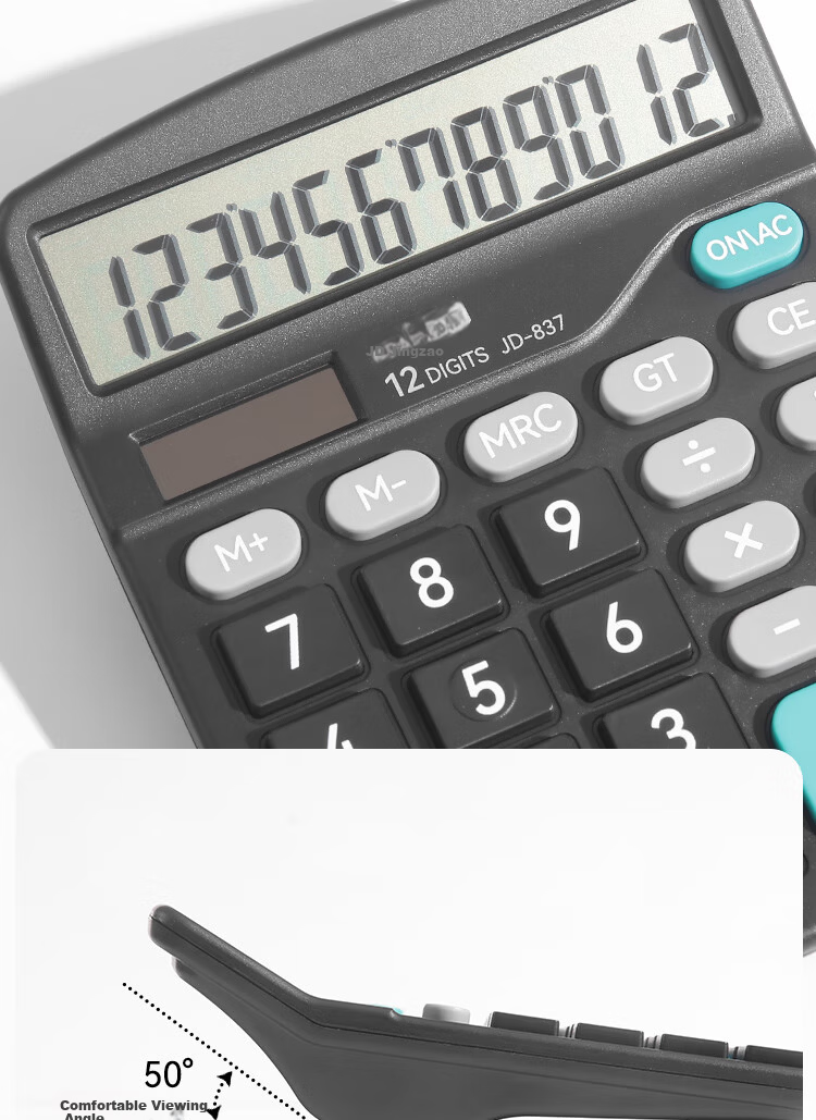 JD Jingdong Jingzao Dual Power Desktop Calculator 12-Digit Large Screen Solar Classic Color Non-Voice Model 837 Business Office JD-837 3