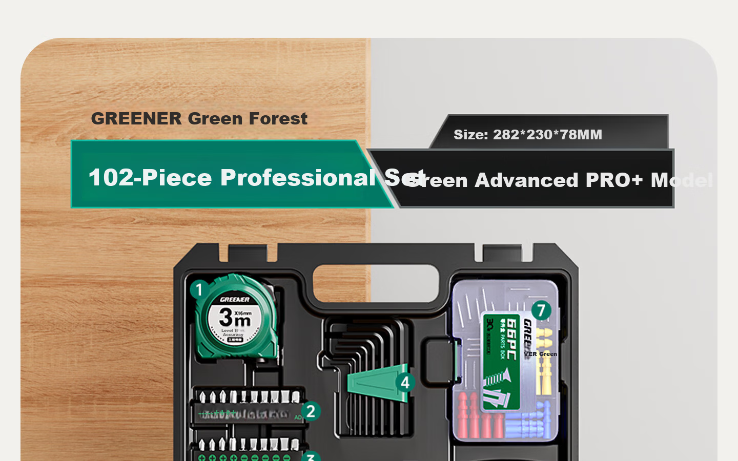 GREENER Household Toolbox Set Electrician Carpenter Telecom Repair Hardware Hand Tool Set 123 Pieces 23