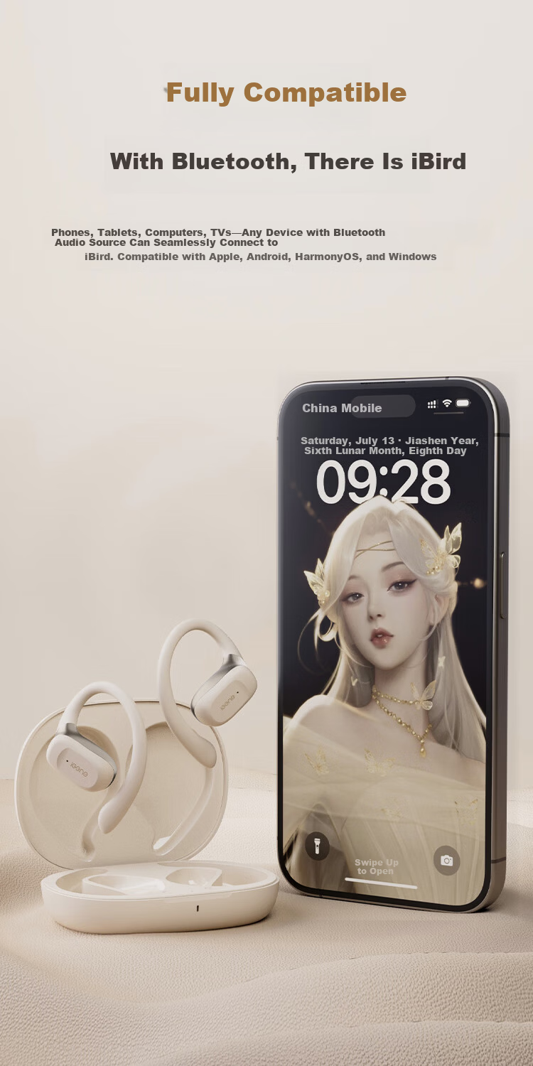 IGene 2026 New 6.0 Bluetooth Bone Conduction Earphones Open-Ear Wireless Sports Running Long Battery Life Compatible with Apple Huawei Xiaomi 13