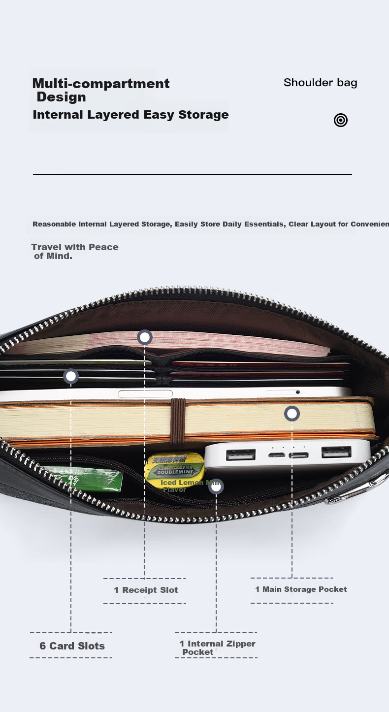 PLAYBOY Men's Large Capacity Clutch Multi-Functional Envelope Business Fashion Bag Birthday Gift for Husband 3