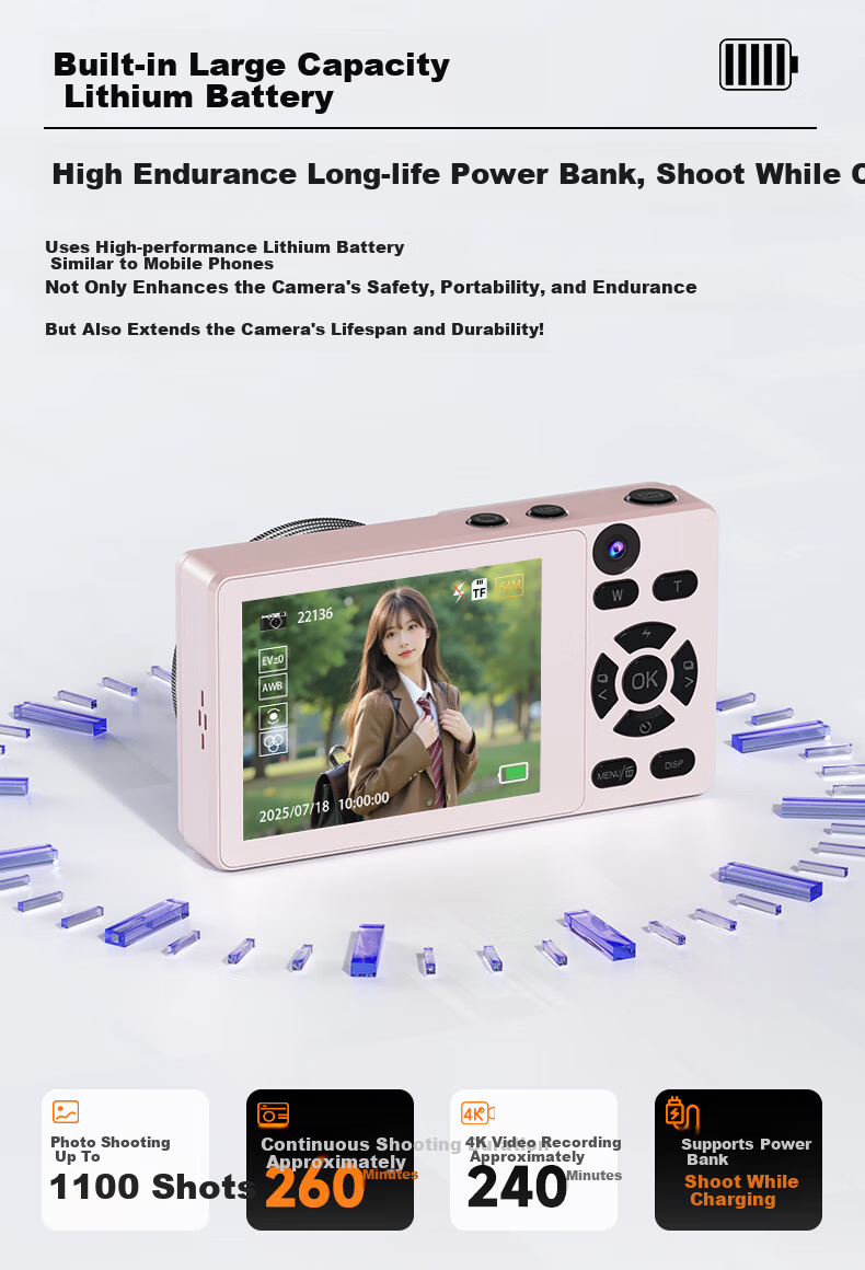 RUIZU T6 Student Digital Camera Soft Light Dual Lens Digital Camera [64MP Selfie] White 64GB Compact CCD Camera for Girls Campus Alternative 17